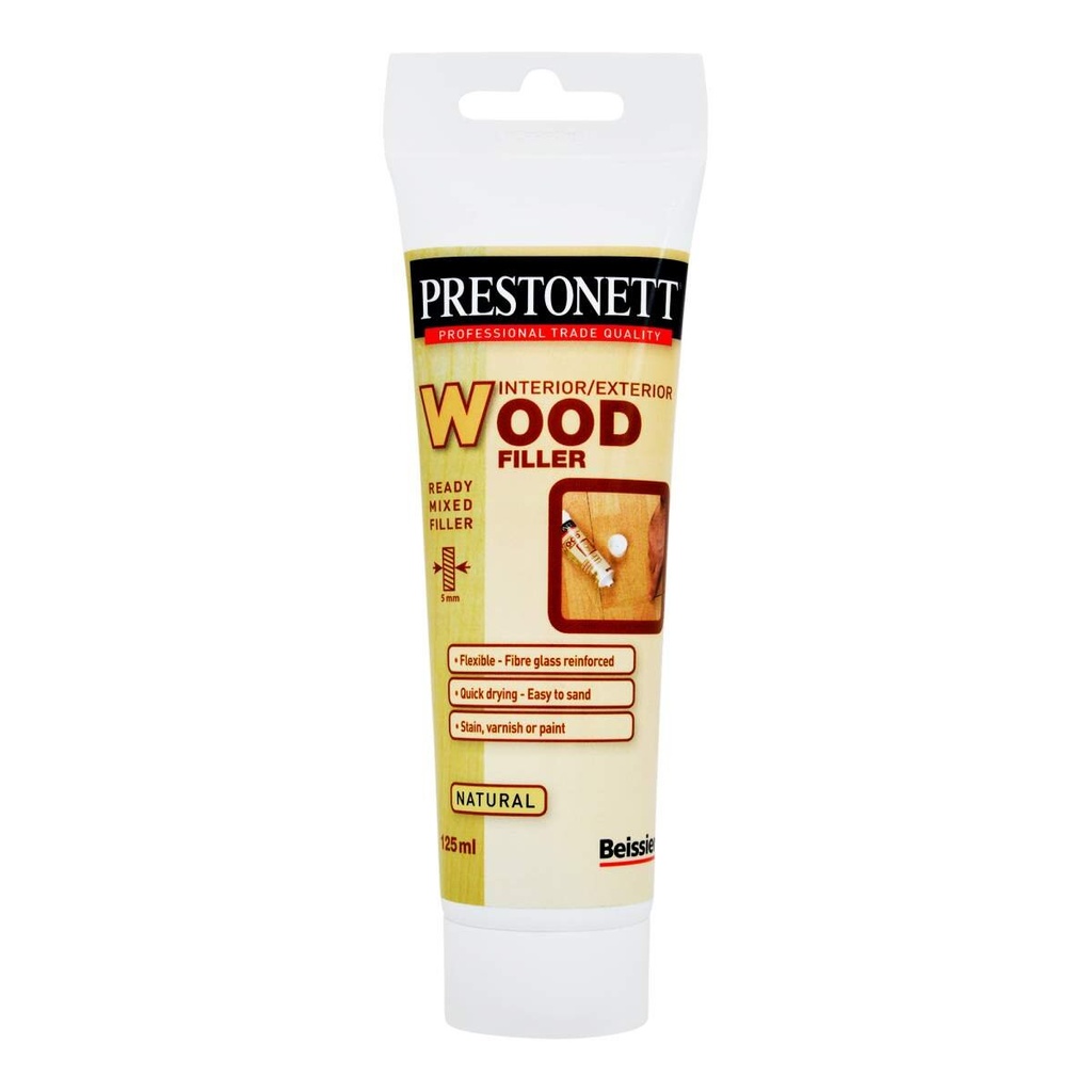 Prestonett Ready Mixed Interior/Exterior Wood Filler - Natural 125ml