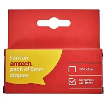 [B3771] Amtech 6mm Staples (Pack of 1000)