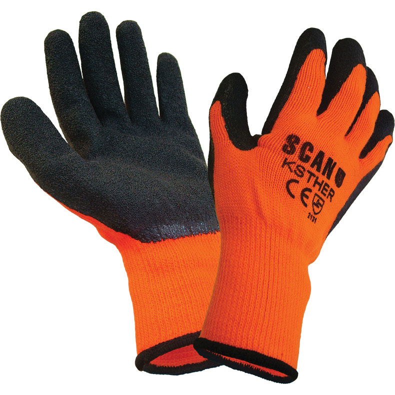 Scan Knitshell Thermal Latex Coated Gloves Orange / Black One Size