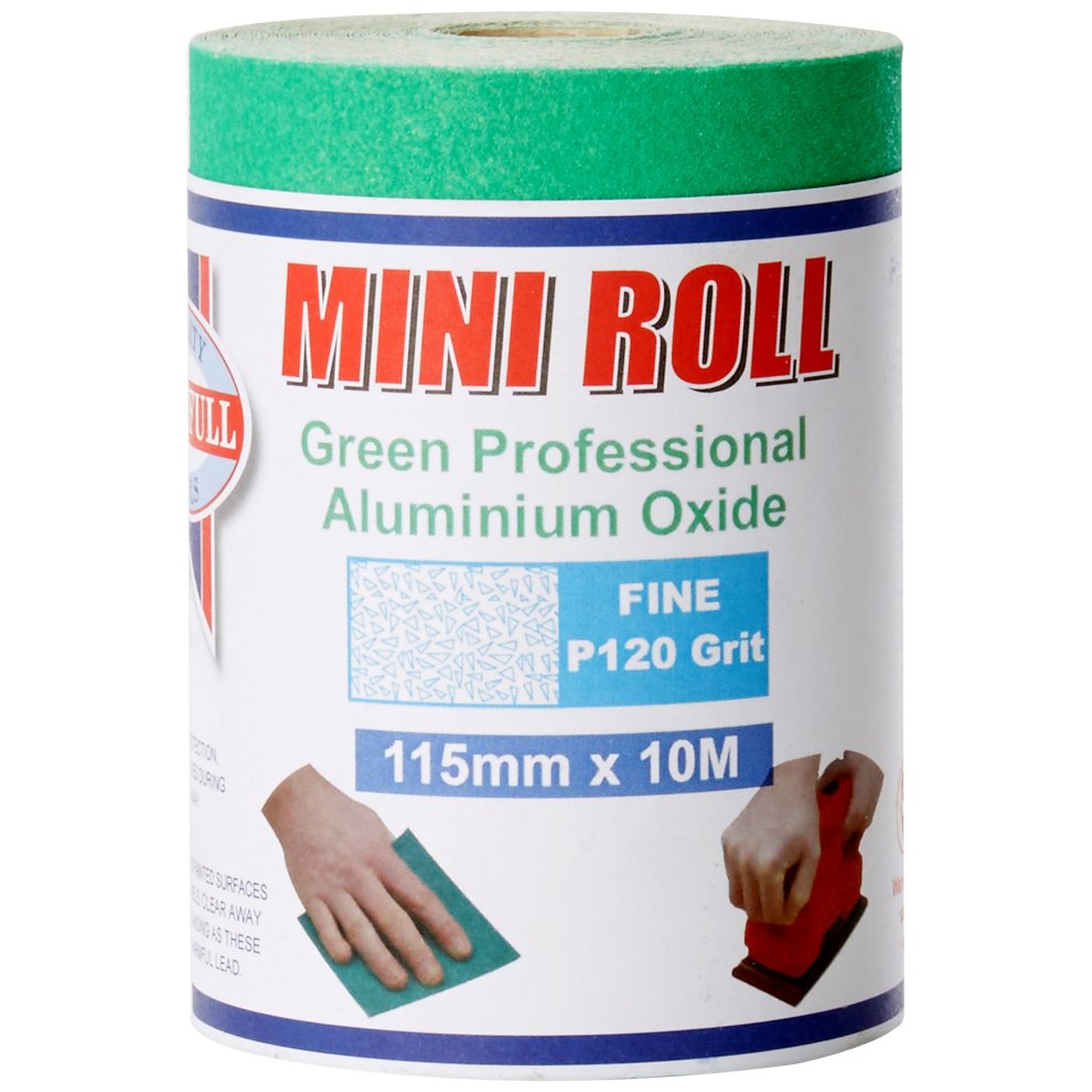 Faithfull Aluminium Oxide Sanding Paper Roll Green 115mm x 10m 120G