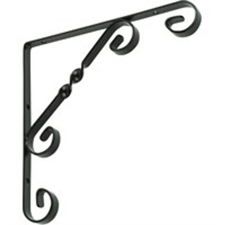 Centurion Wrought Iron Scroll Bracket, Black Finish, 150mm