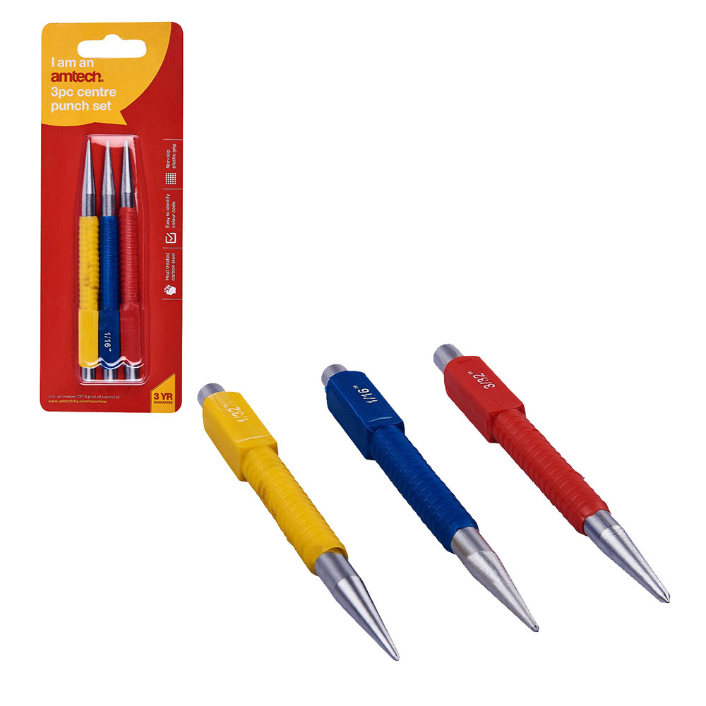 Amtech 3 Piece Colour Coded Centre Punch Set