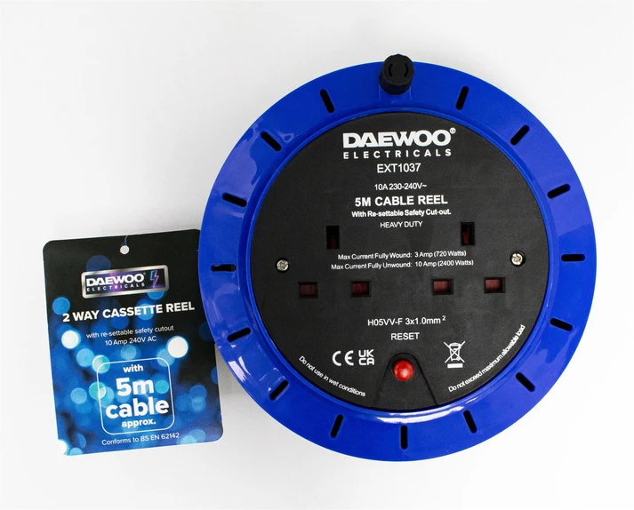 [EXT1303GE] Daewoo 2 Gang 5m Cassette Reel 10amp