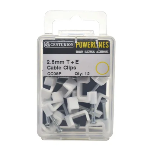 Centurion 2.5mm T+E White Cable Clips (Pack of 12)