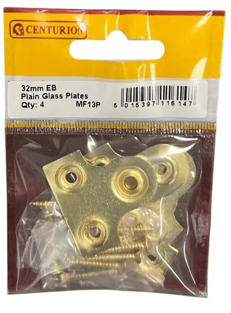 Centurion 32mm Brassed Plain Glass Plate (Pack of 4)