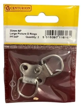 Centurion 35mm Large Nickel Plated Picture D Rings (Pack of 2)