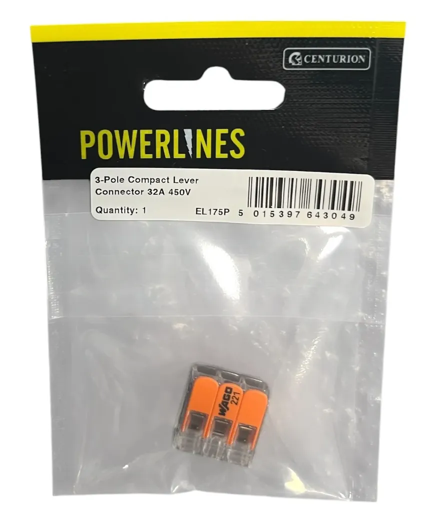 Centurion 3-Pole Compact Splicing Lever Connector - 32A 450V