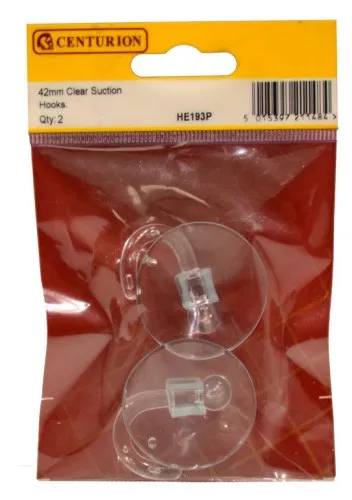 Centurion 42mm Clear Plastic Suction Hook (Pack of 2)