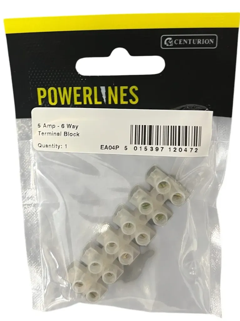 [EA04P] Centurion 5 Amp Terminal Block - 6 Way