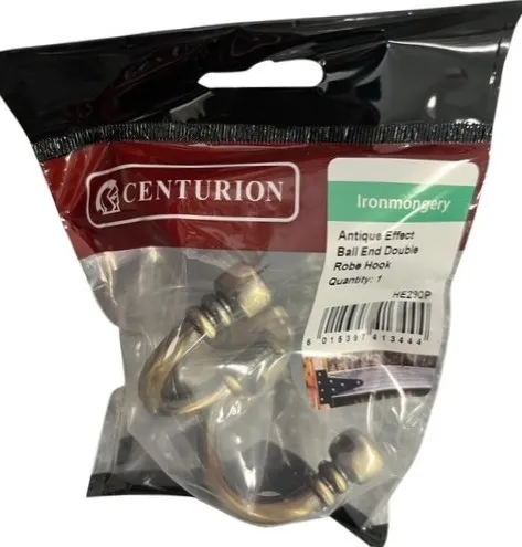 Centurion Antique Effect Ball End Double Robe Hook