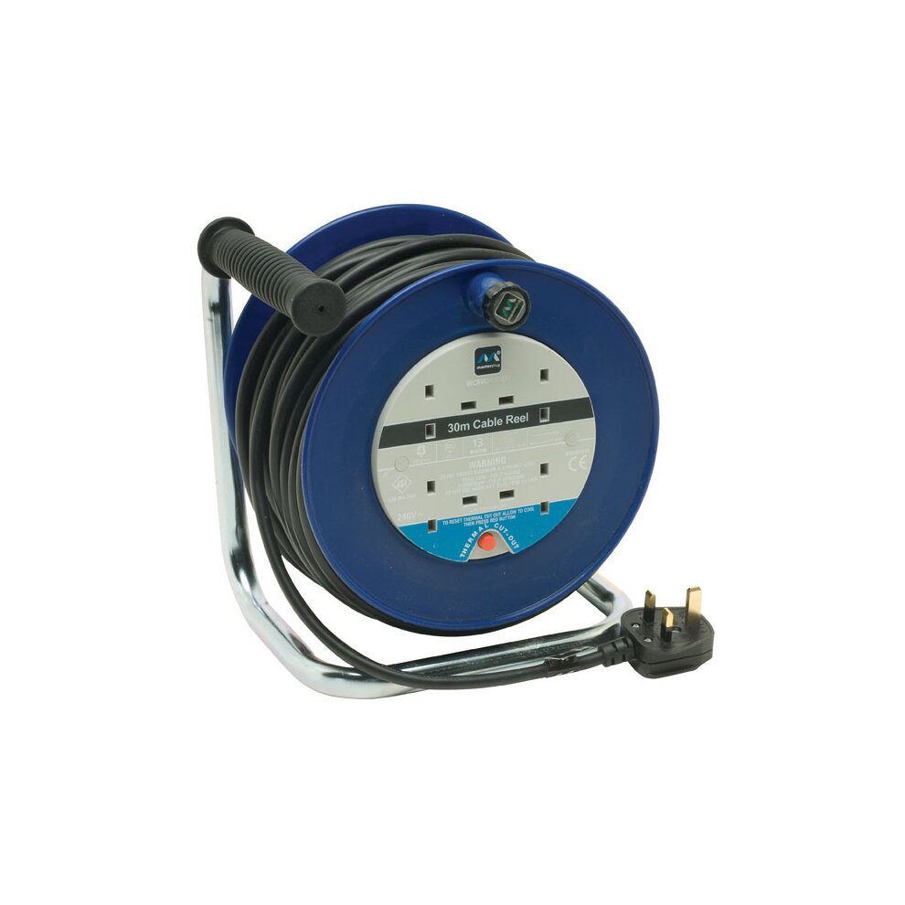 Luceco Extension Lead 30m, 4 Sockets, 13A, Blue
