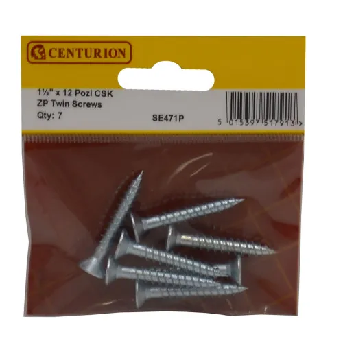Centurion 1 1/2" x 12 Pozi CSK ZP Twin Screws 7 pack