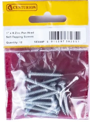 Centurion 1" x 6 Zinc Pan Head Self Tapping Screws  (Pack of 12)
