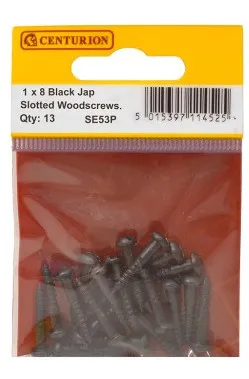 Centurion 1" x 8 Pozi Black Round Head Woodscrews (Pack of 13)