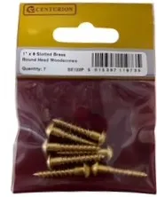 Centurion 1" x 8 SC Slotted Brass Round Head Woodscrews  (Pack of 7)