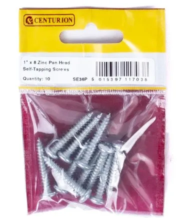 Centurion 1" x 8 Zinc Pan Head Self Tapping Screws  (Pack of 10)