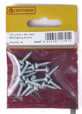 Centurion 1/2" x 6 ZP Pan Head Self Tapping Screws  (Pack of 18)
