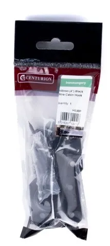 Centurion 100mm (4") Black Wire Cabin Hook