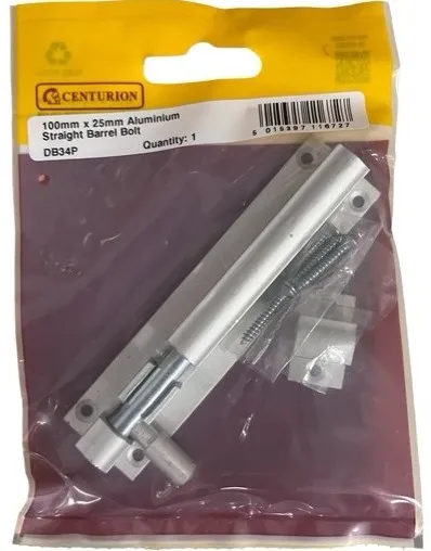 Centurion 100mm x 25mm Aluminium Straight Barrel Bolt