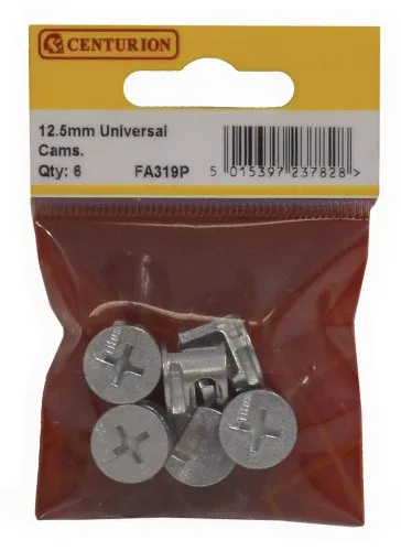 Centurion 12.5mm ZP Universal Cam Fixings (Pack of 6)