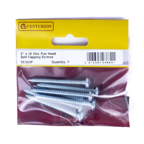 Centurion 2" x 10 Zinc Pan Head Self Tapping Screws (Pack of 7)