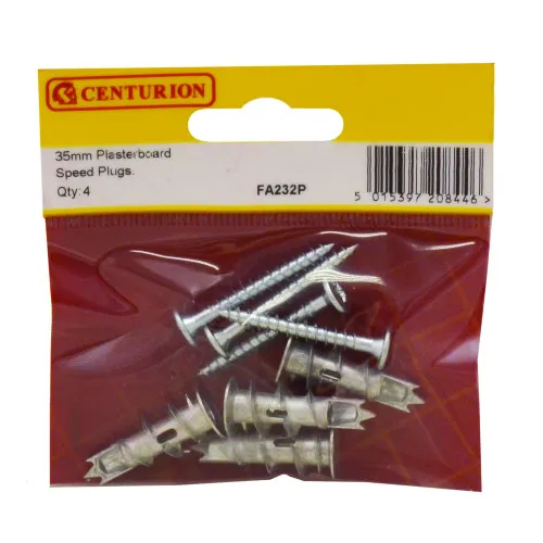 Centurion 35mm Metal Plasterboard Speed Plugs (Pack of 4)