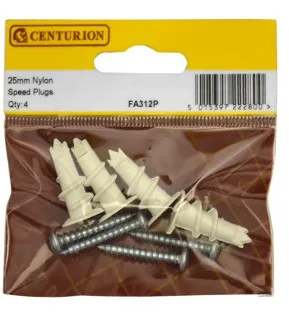 Centurion 35mm Nylon Plasterboard Speed Plugs  (Pack of 4)