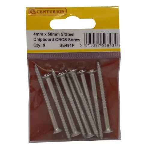 Centurion 4mm x 50mm Stainless Steel Chipboard Screws CRCS Head Countersunk