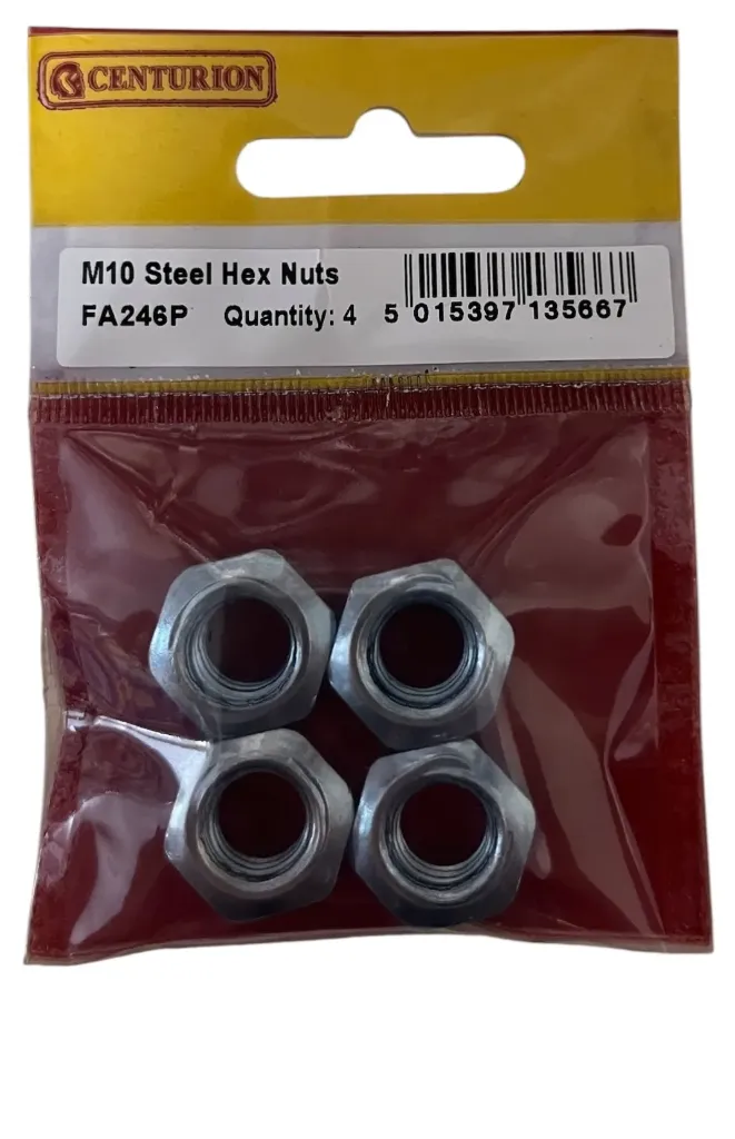 Centurion M10 Zinc Steel Hex Nuts  (Pack of 4)