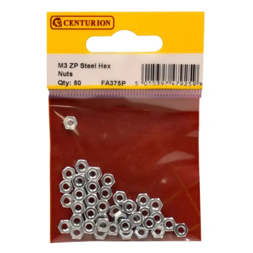 Centurion M3 ZP Steel Hex Nuts (Pack of 50)