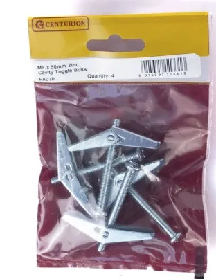Centurion M5 x 50mm ZP Cavity Toggle Bolt  (Pack of 4)