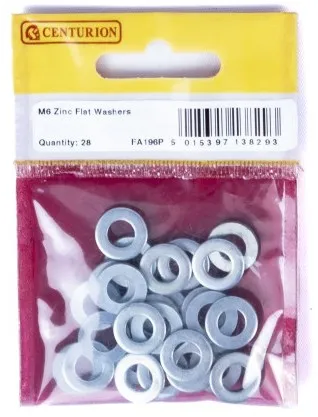 Centurion M6 Zinc Flat Washers (Pack of 28)