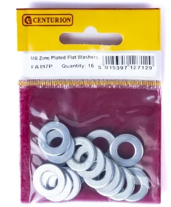 Centurion M8 Zinc Flat Washers  (Pack of 15)
