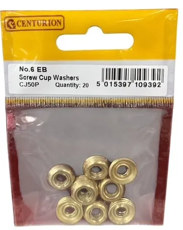 [CJ50P] Centurion No 6 Brass Screw Cup Washers (Pack of 20)