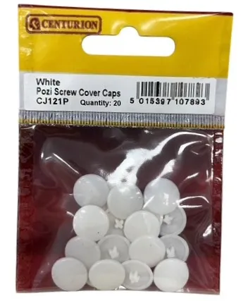 Centurion White Pozi Screw Cover Caps (Pack of 20)
